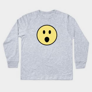 Yellow Emoji Face Shocked Kids Long Sleeve T-Shirt